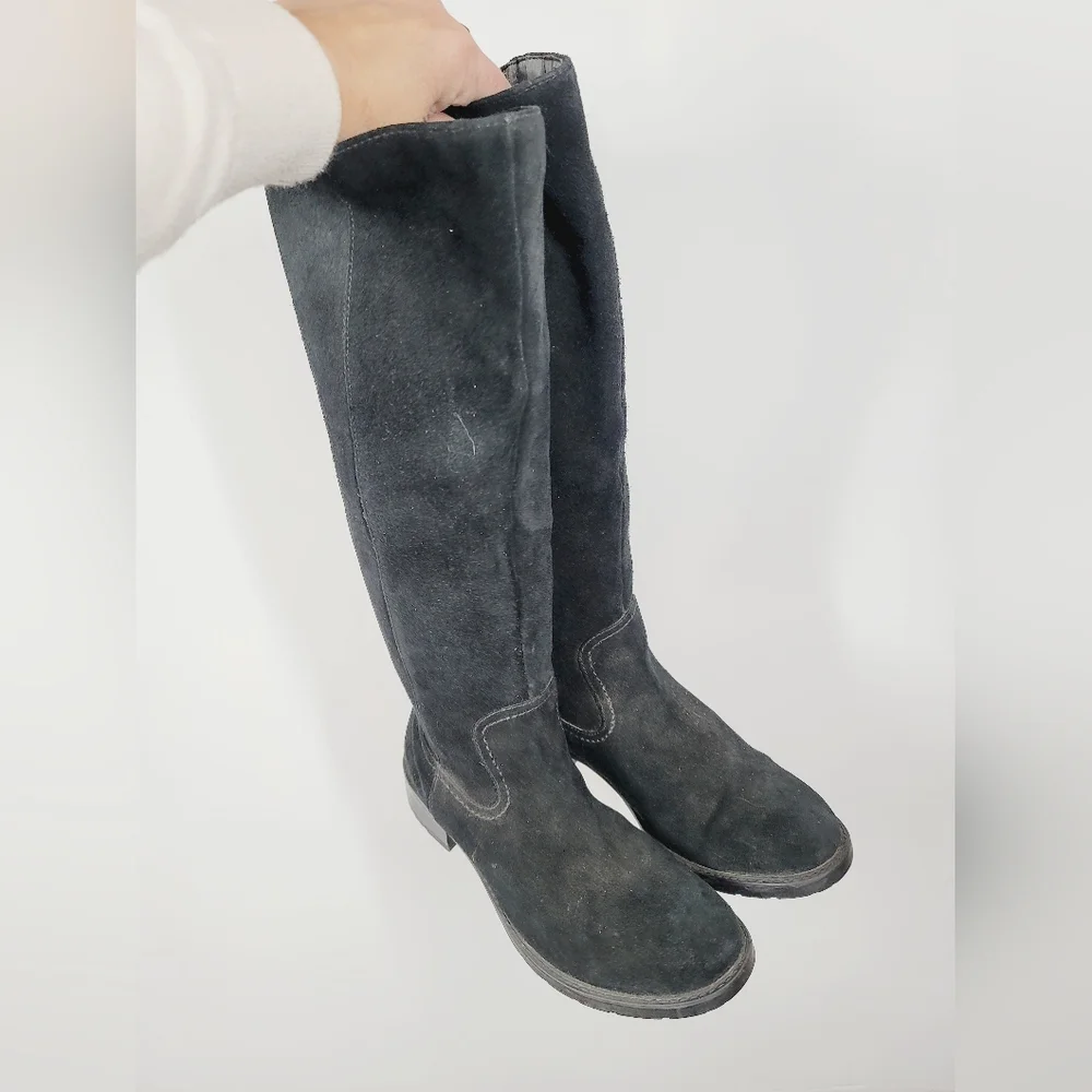 Clarks Black Suede Tall Boots, Size 8.5